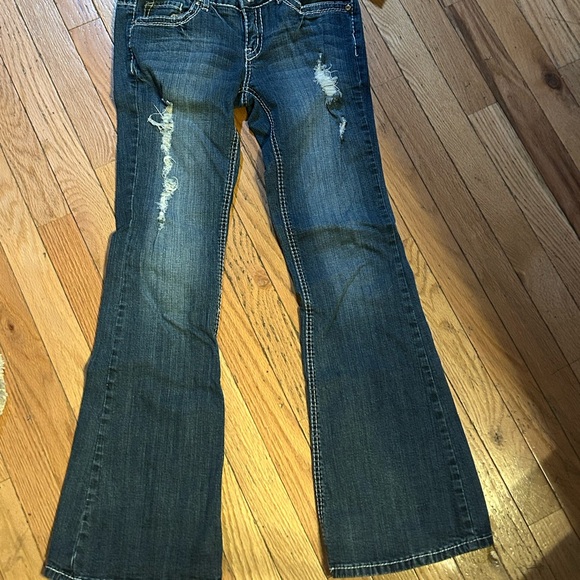Amethyst‎ Jeans Blue Boot Cut Denim with Distressed Details - Picture 1 of 3